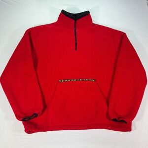 Vintage NEO Northeast Outfitters Fleece Pullover Men's Size Large Red 1/4 Zip